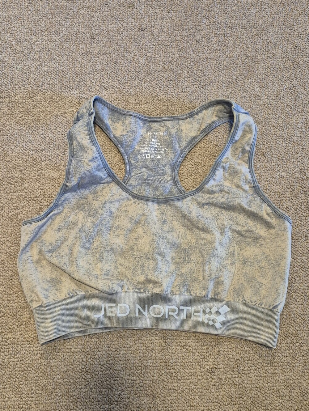 Jed North Light Grey Tie-Dye Racerback Sports Bra
